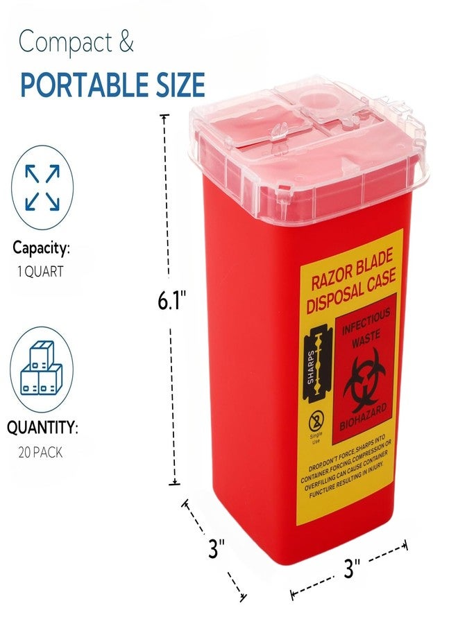 ZOOFOX 20 Pack Sharps Disposal Container, 1 Quart Flip Top Sharps Box for Home Use and Professional, Portable Needle and Syringe Containers for Travel - Image 2